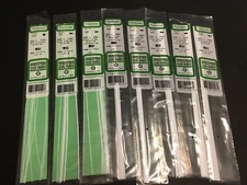 Evergreen Styrene Assorted .020 x Various Sizes Strips 14" Long 8 Packs White 
