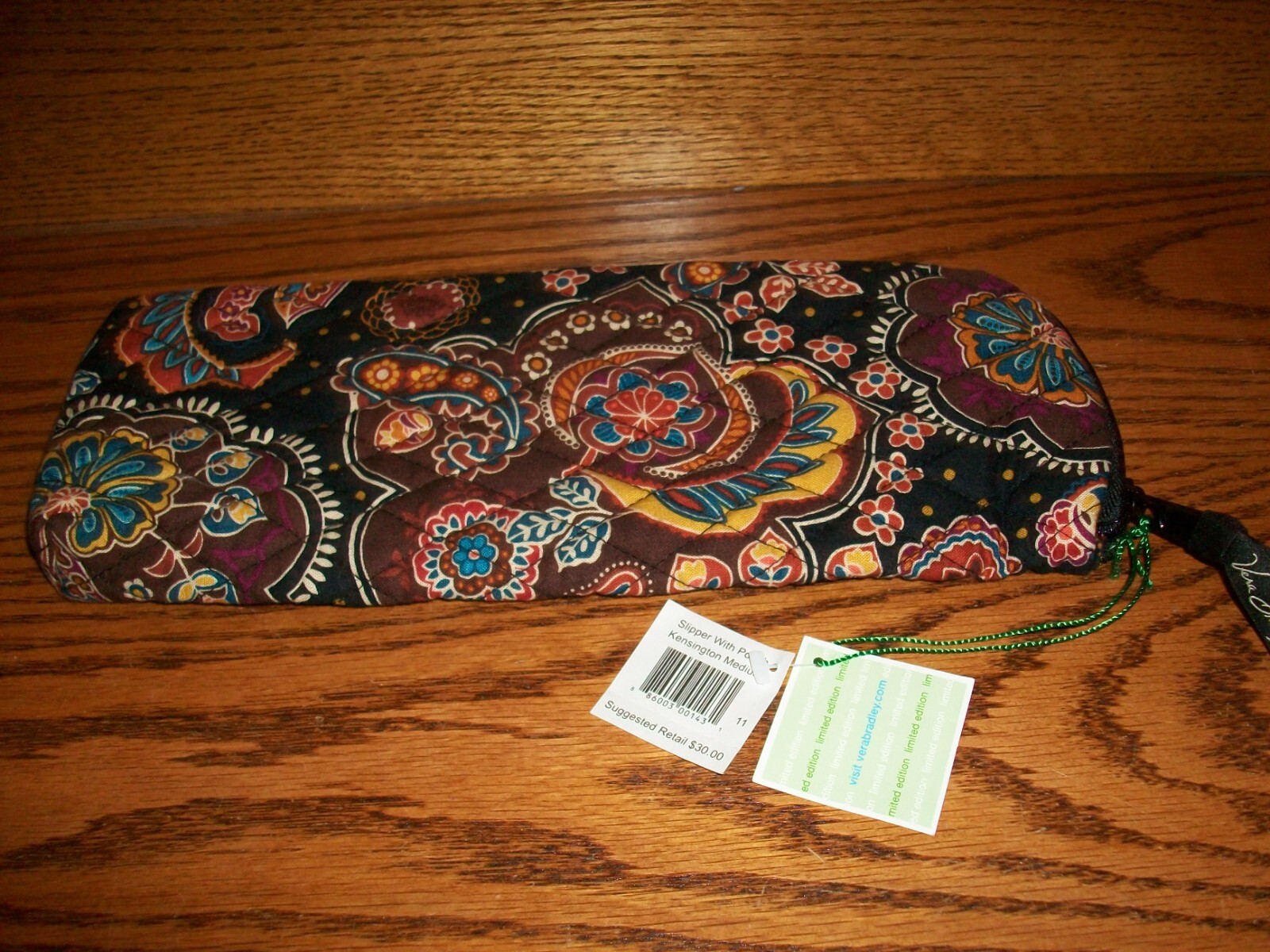 SAOLA Borsa pantofola Vera Bradley Kensington solo borsa con cerniera nuova con etichette spedizione GRATUITA