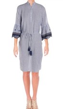 Ralph Lauren Cotton Gauze Beachy Embroidered Striped Tunic Dress Size 8 A005648