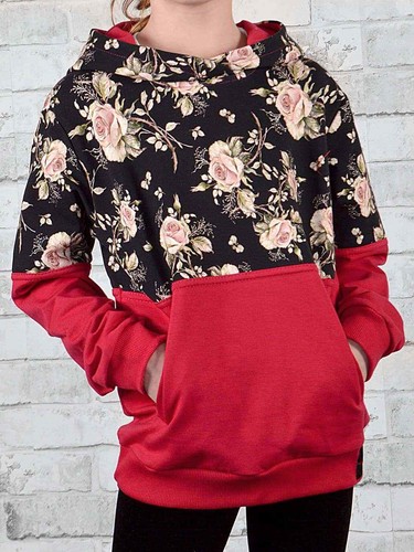 Girls Hooded Pullover Hoodie Sweater Long Sleeve Rose Pattern Children 30328 - Picture 9 of 42