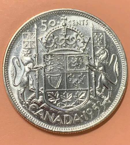 1953 LD/SF Canada Silver Half Dollar, BU MS+++, SF Large Date Variety