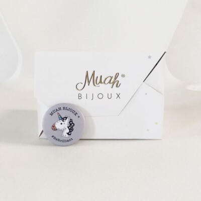 MUAH BIJOUX BROSCHE RUND EINHORN GEMUSTERT
