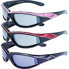 3 Global Vision Marilyn 11 Women's Sunglasses Pink Red Black Frames Mirror Lens