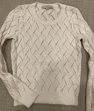 New Ann Taylor Loft women s knit sweater Crewneck Ivory Wool Cotton Blend XS