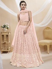 Pink Color Georgette Lehenga Choli With Soft Net Dupatta For Women Wedding Wear