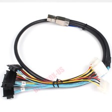 Mini SAS SFF-8644 to 4 Splitter 29-Pin SAS SFF-8482 W/ IDE Power Cable 12Gbps 1M