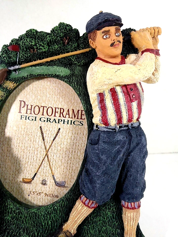 Marco de fotos - Golfista vintage 3,5 x 5" ovalado foto resina 3D Foto 3 de 4