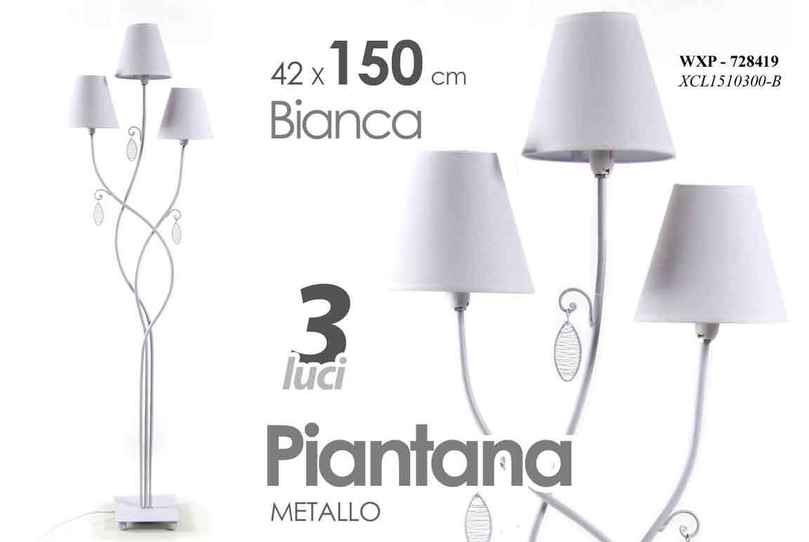 LAMPADA PIANTANA DA TERRA 150*42cm METALLO TONDA CLASSICO MODERNA CAPPELLO TELA
