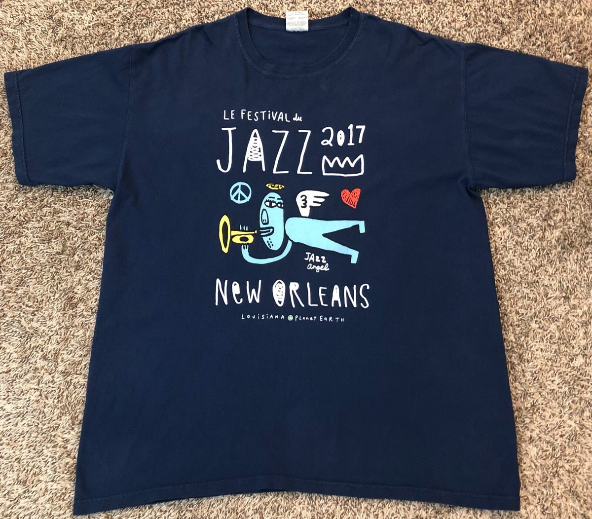 Le Festival Du Jazz New Orleans 2017 Jazz Angel Blue T-Shirt Size