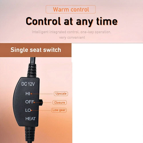 Car Heated Seat Cover Cushion-Universal Warmer Pad 1/2 Pack 12V warming Black - Picture 13 of 19