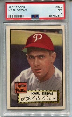 1952 Topps #352 Karl Drews PSA 7 NM Philadelphia Phillies