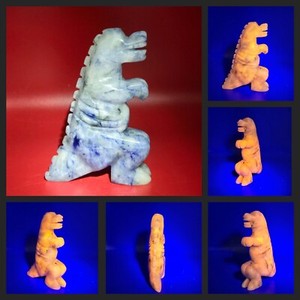 Beautiful Uv Fluorescent Afghanite Blue Agate T-Rex Dinosaur Crystal Carving