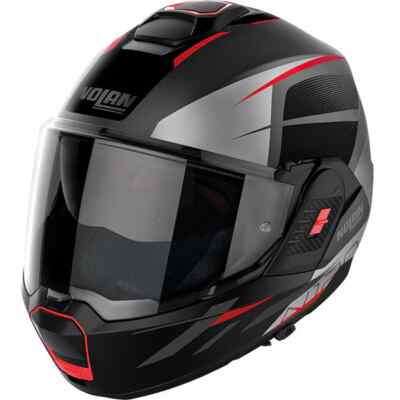 Nolan N120-1 NCOM NIGHTLIFE SCHWARZ ROT FLIP FRONT FULL ROTATION MOTORRADHELM