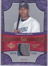 2005 UD SWEET SPOT..VERNON WELLS..MAJESTIC MATERIALS..PATCH../35..BLUE JAYS