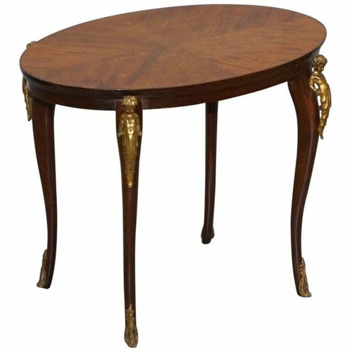 SUBLIME CIRCA 1880 TULIP WOOD GILT BRONZE MOUNTED CHERUB ANGLE COFFEE SIDE TABLE - Picture 1 of 12