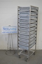 Bakery racks + 60cm x 40cm plastic trays,11 sloped shelves, 2 Available FREE P+P