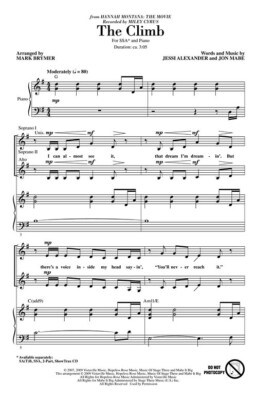 The Climb SSA Pop Choral Series Miley Cyrus