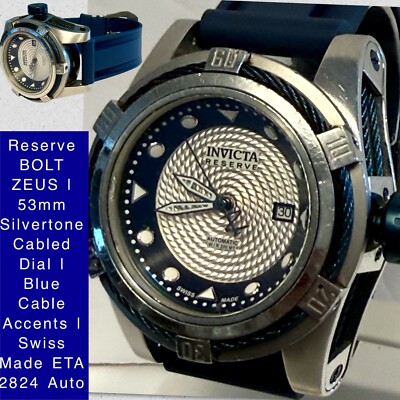 53mm Swiss ETA 2824 Auto | Silvertn Cabled Dial & Side | BOLT ZEUS Invicta Watch