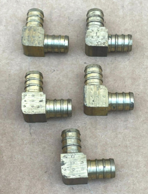 QESTPEX, QQE33XPK5- 1/2'' X 1/2'' Brass Barb Elbow (Lot of 5)
