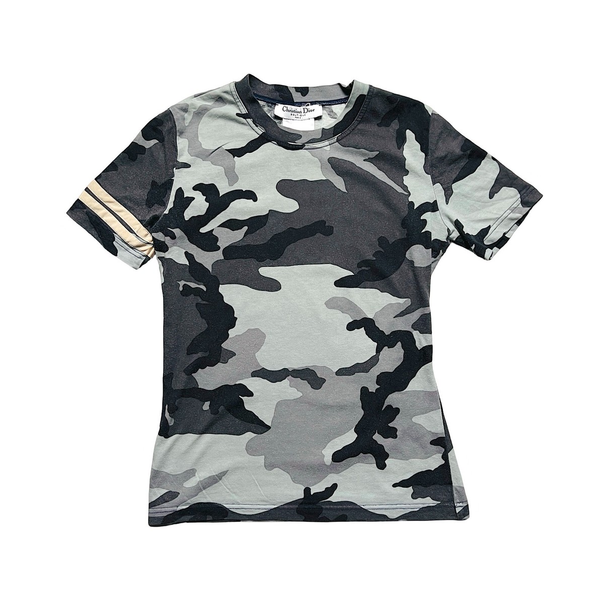 Christian Dior T Shirt Small Top Camo Camouflage Galliano
