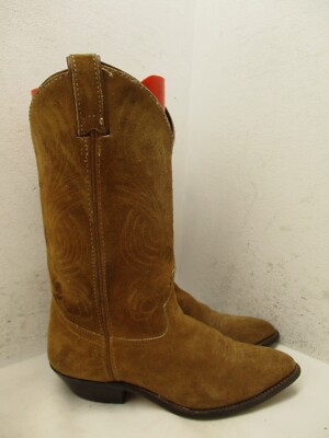 Vtg CODE WEST Brown Suede Leather Cowboy Boots Womens Size 6.5 M Style 57352 USA