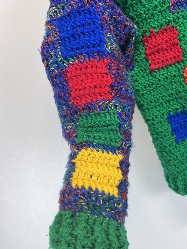 Kids Vintage Handmade Crochet Cardigan Sweater Sz 3T 4T VGUC Primary Colors - Picture 3 of 6