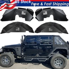 Front and Rear Inner Fender Liners for Jeep Wrangler 2007-2018 JK JKU 4WD(Black)