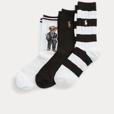 Polo Ralph Lauren Womens Polo Bear Socks 3-Pack Gift Box