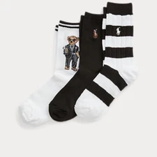Polo Ralph Lauren Womens Polo Bear Socks 3-Pack Gift Box