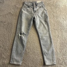 American Eagle Jeans Womens 00 High Rise Mom Jeans Short Stretch Light Denim