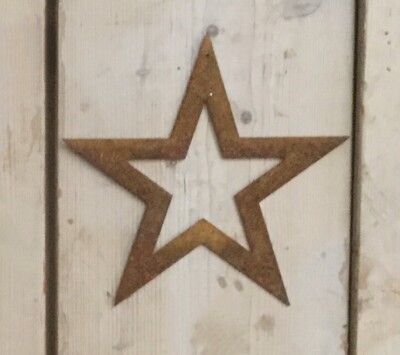 26cm rostig Metall groß flach Umriss Stern Eisen hängend Wand Garten rustikal Weihnachten