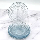 Anchor Hocking Sapphire Blue Bubble Glass Plate Set 5 Bread Salad Dessert 6.5"