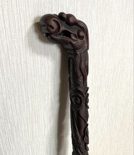 Antique Dragon Cane Dragon Cane Wooden Cane Stick Wood Grain Wood Carving