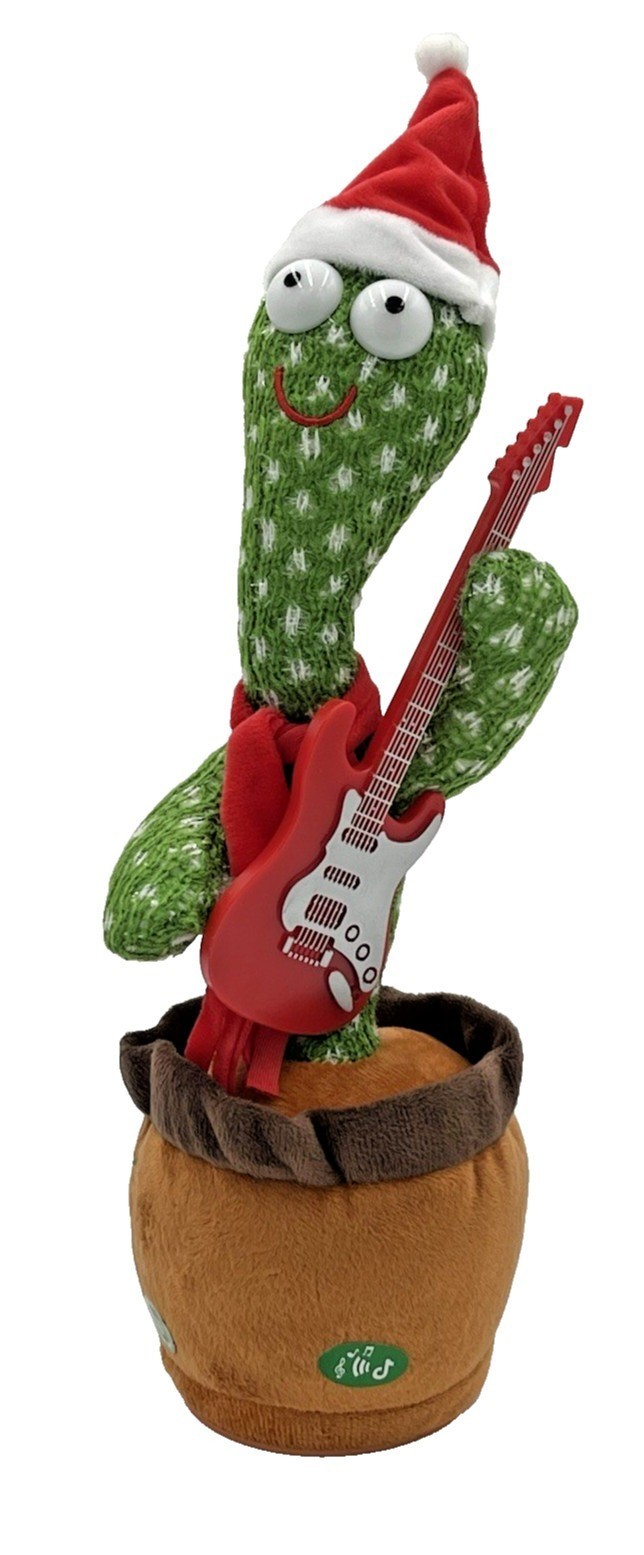 Dancing Christmas Guitar Cactus Repeat Talk Sing Interactive Plush Toy USB