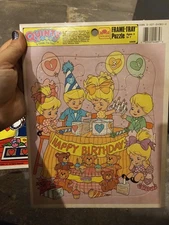 Vintage Quints 5 Times The Fun  Golden Frame Tray Puzzle Happy Birthday