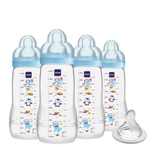 Easy Active Baby Bottles 11 oz with Bonus Nipple, Fast Flow Skinsoft Silicone...