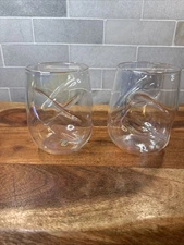 Dragonware Glassware Wave Tumblers Handcrafted 16 oz Set of 2