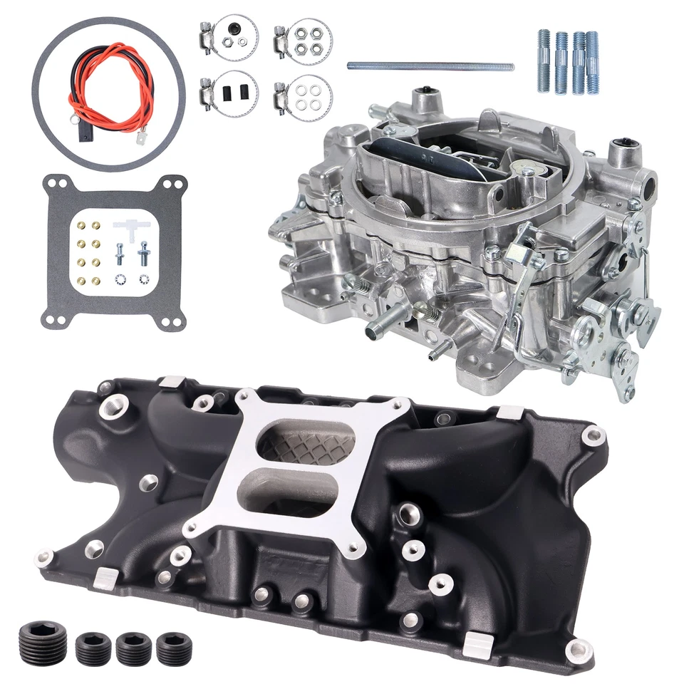 For 1405 Performer 600 CFM 4 Barrel Carburetor Manual Choke & Intake Manifold Foto 2 de 4