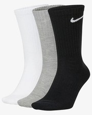 Mens Size L 8-12 Nike Everyday Max Cushioned Crew Socks 3 Pairs Black Gray White