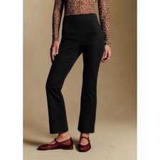 Sezane Ciara Trousers Black Stretch Cotton High Waisted Pants Straight Leg US 8