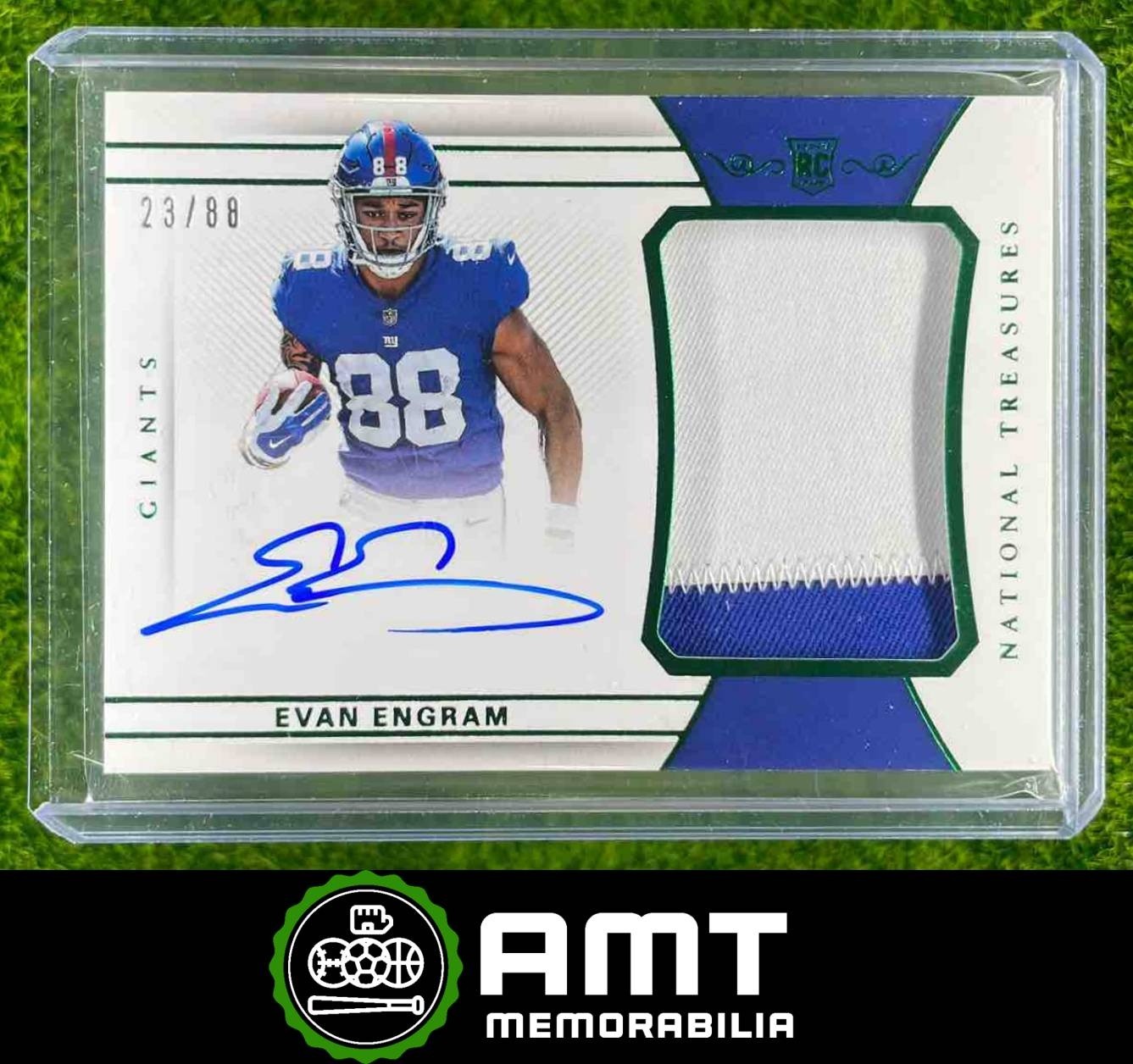 Evan Engram Panini National Treasures #168 Patch Autograph-Green Jersey Number