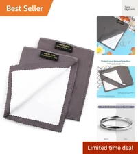 2 PCS Large Cotton Dual-Sided Jewelry Cleaning Cloths for Gold & Silver