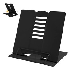 Camelmother Metal Book Holder Adjustable Stand for Reading Full Black