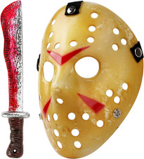 Cosplay Mask Machete Set Costume Halloween Horror Adult Scary