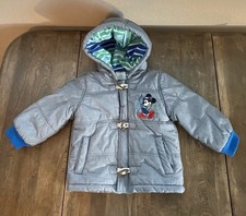 Disney Baby 18-24 Toddler Mickey Mouse Puffer Blue Jacket Zip Hooded Embroidered