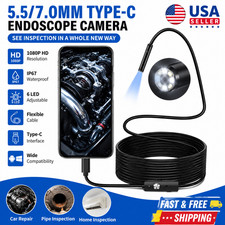 USB C Endoscope Camera 5.5/7mm 6 LED Borescope Inspection Camera for Android PC