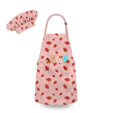 Apron and Chef Hat, Adjustable Aprons with Pocket Girls Boys Kitchen Aprons f...
