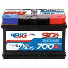 Autobatterie 75Ah BIG +30% T-Modell 12V 700A/EN Starterbatterie PKW KFZ