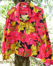 Chicos size 3 Colorful Linen Cotton blend jacket top Size 12