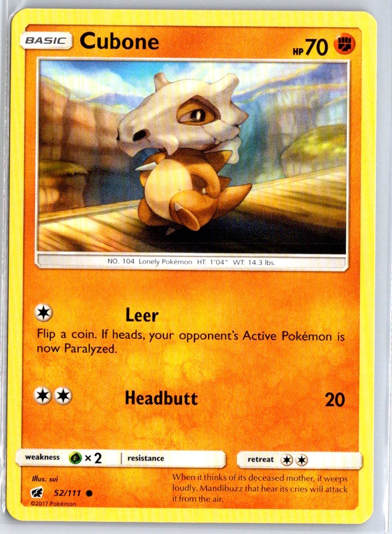 Cubone 52/111 -SM - Crimson Invasion Common NM